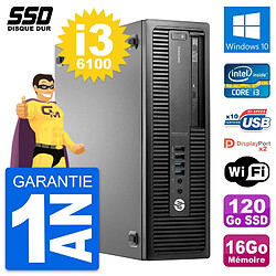 PC HP EliteDesk 800 G2 SFF Intel Core i3-6100 RAM 16Go SSD 120Go Windows 10 Wifi · Occasion 