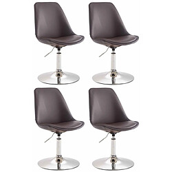 Decoshop26 Lot de 4 chaises de salle à manger pivotante hauteur réglable en plastique marron et pied trompette métal aspect chromé 10_0001812 