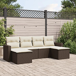 vidaXL Salon de jardin avec coussins 6 pcs marron résine tressée 