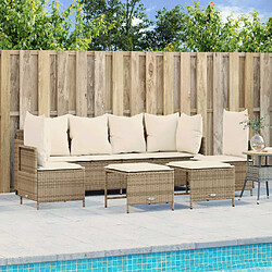 vidaXL Salon de jardin avec coussins 5 pcs beige résine tressée 