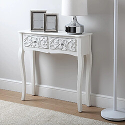 Versa Meuble d'entrée étroit, Table console Anjali 80x25x80cm,Bois, Blanc