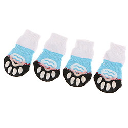 4 pcs chien chaussettes chien plancher poignée chaussettes chaussures bottes antidérapant protecteur chaussettes s bleu pas cher