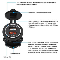 Avis Wewoo Chargeur Universal Car QC3.0 Dual Port USB Adaptateur de prise de courant 5V 2.4A IP66 avec câble de 60cm lumière bleue