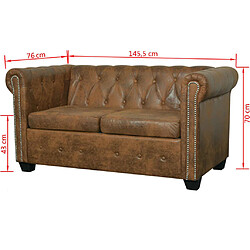 vidaXL Canapé Chesterfield 2 places cuir artificiel marron pas cher