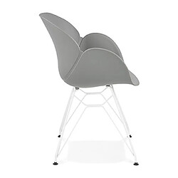 Avis Mes Lot de 2 fauteuils design gris piétement métal blanc - UMILA