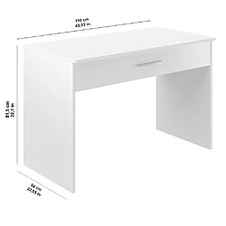 Pegane Bureau en mélamine coloris blanc - Longueur 110 x profondeur 56 x Hauteur 73 cm pas cher