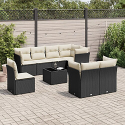 Maison Chic Ensemble Tables et chaises d'extérieur 9 pcs avec coussins,Salon de jardin noir résine tressée -GKD122368