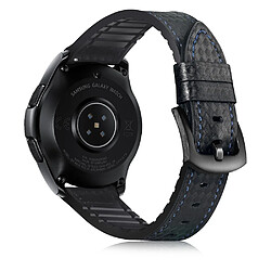 Wewoo Bracelet pour montre connectée appliquer le cuir actif en fibre de carbonne Samsung Galaxy Watch 22mm avec la bande de sports de silicone noir + bleu