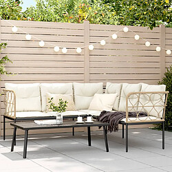 vidaXL Ensemble de canapés de jardin et coussins noir acier textilène 