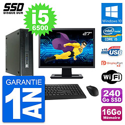 PC HP 600 G2 SFF Ecran 27" Intel Core i5-6500 RAM 16Go SSD 240Go Windows 10 Wifi - Occasion