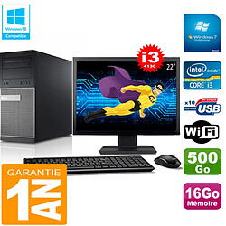 PC Tour DELL 9020 Core I3-4130 Ram 16Go Disque 500 Go Wifi W7 Ecran 22" · Occasion 