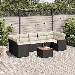 Maison Chic Ensemble Tables et chaises d'extérieur 8 pcs avec coussins,Salon de jardin noir résine tressée -GKD635809