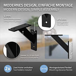 Acheter ML-Design Lot de 8 équerres d'étagère suspendue support mural en aluminium noir 120x120 mm