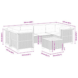 vidaXL Salon de jardin avec coussins 7 pcs gris résine tressée pas cher