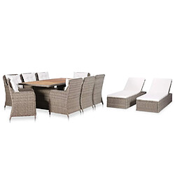 Ensemble salle à manger de jardin 11 pcs,Table et chaise à dîner d'extérieur Résine tressée -MN77371