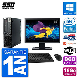 PC Lenovo M92p SFF Ecran 22" Intel G630 RAM 16Go SSD 960Go Windows 10 Wifi · Occasion 