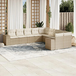 Maison Chic Salon de jardin avec coussins 10 pcs, Ensemble Tables et chaises de jardin, beige résine tressée -GKD166150