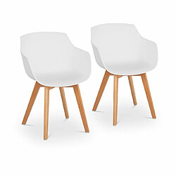 Helloshop26 Lot de 2 chaises salon salle à manger 150 kg max surface d'assise de 41 x 40 cm coloris blanc 14_0000871