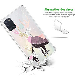 Avis Coque Samsung Galaxy A21S anti-choc souple avec angles renforcés transparente Cerfs motifs Evetane