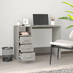 Avis Maison Chic Bureau solide,Table de travail,Bureau d'ordinateur avec tiroirs Gris béton 102x50x76 cm Bois d'ingénierie -GKD91867