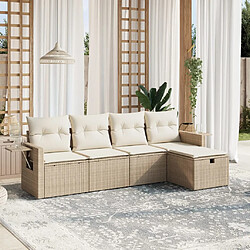 vidaXL Salon de jardin avec coussins 5 pcs beige résine tressée 