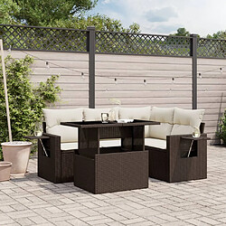 vidaXL Salon de jardin avec coussins 5 pcs marron résine tressée