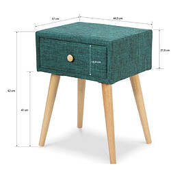 Homestyle4U Table de chevet avec tiroir en tissu turquoise