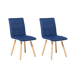 Beliani Chaise de salle à manger Set de 2 Tissu Bleu marine BROOKLYN