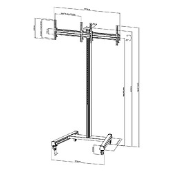 Acheter Kimex Support sur roulettes pour 2 écrans TV 43'' - 49'' - Hauteur 240cm - Inclinable