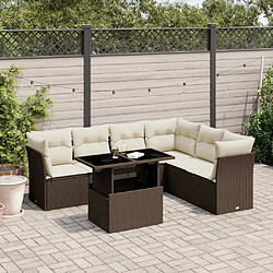 vidaXL Salon de jardin avec coussins 7 pcs marron résine tressée