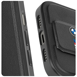 BMW Coque pour iPhone 15 Pro Simili Cuir Béquille Support Noir pas cher