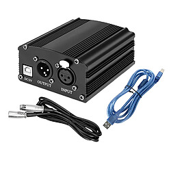 Alimentation Fantôme 48V Avec Câble De Microphone XLR 3 Broches Pour Micro Noir