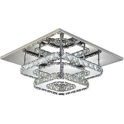 Universal Lampe Lustre LED Plafond en cristal carré 2 panneaux LED intégrés 36W Pinces de plafond modernes