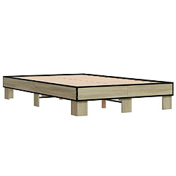 Vidaxl Cadre de lit chêne sonoma 140x190 cm bois d'ingénierie et métal 