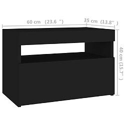 vidaXL Tables de chevet avec lumières LED 2 pcs noir 60x35x40 cm pas cher