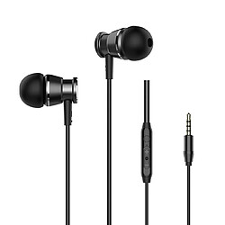 Wewoo Ecouteurs Basse Ecouteur pour Téléphone 3.5mm In-Ear Métal Écouteurs avec HD Mic pour xiaomi iPhone Samsung (M305 Noir)