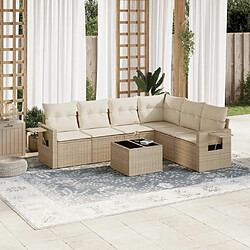 Maison Chic Salon de jardin avec coussins 7 pcs, Ensemble Tables et chaises de jardin, beige résine tressée -GKD268419