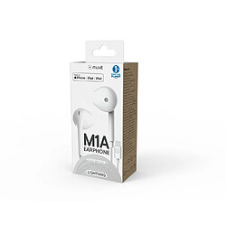 Muvit Écouteurs M1A Semi Intra Jack 3.5mm Compatible avec Siri avec Microphone Blanc