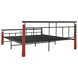 Acheter vidaXL Cadre de lit sans matelas métal bois de chêne massif 180x200 cm