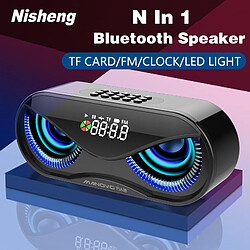 Universal Owl Design Bluetooth Haut-parleur LED Flash Wireld Wireld Wireld Radio Réveil horloge TF Carte Support Sélectionner des chansons par numéro | Subwoofer (Noir)