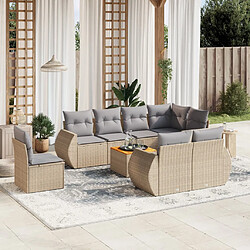 vidaXL Salon de jardin avec coussins 9 pcs beige résine tressée 