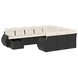 Maison Chic Salon de jardin 11 pcs avec coussins | Ensemble de Table et chaises | Mobilier d'Extérieur noir résine tressée -GKD24744