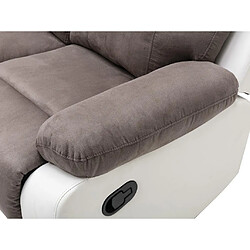 Vente-Unique Canapé d'angle relax gris et blanc en microfibre et simili TOLZANO pas cher