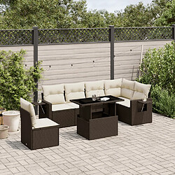 vidaXL Salon de jardin avec coussins 7 pcs marron résine tressée