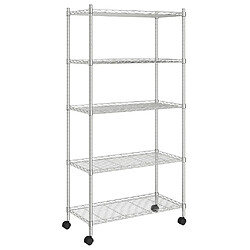 vidaXL Étagère de rangement 5 niveaux roues 75x35x155 cm Chrome 250 kg