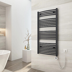 EMKE Sèche-Serviettes Électrique avec Élément Chauffant Thermostat, Chauffe Serviettes à Température Constante de la Salle de Bain, Baguette Chauffante avec Minuterie, 120x60cm, 600W, Anthracite 