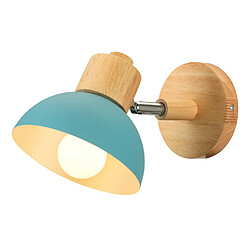 Stoex Ø20CM Applique Murale Rétro Moderne Applique Murale en Bois Et Métal Lampe Murale Simple, Angle Réglable, Pour Salon, Chambre À Coucher (Bleu) E27 