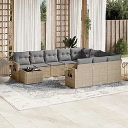 Maison Chic Salon de jardin 11 pcs avec coussins | Ensemble de Table et chaises | Mobilier d'Extérieur beige résine tressée -GKD77311