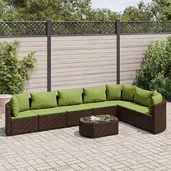 vidaXL Salon de jardin 8 pcs avec coussins marron résine tressée 