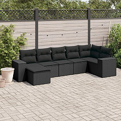 Maison Chic Salon de jardin 7 pcs avec coussins | Ensemble de Table et chaises | Mobilier d'Extérieur noir résine tressée -GKD88527